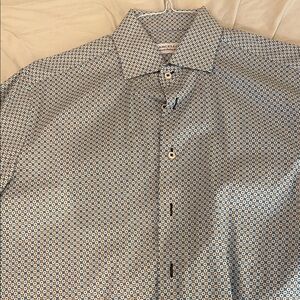 Marcello Men's Blue Patterned Sport Shirt